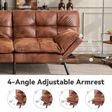Vyfipt 71" Convertible Futon Sofa Bed,3-in-1 Faux Leather Fabric Futon Couch with Memory Foam, Modern Foldable Sleeper Loveseat for Small Spaces, Living Room,Office & Apartment,Brown Vyfipt