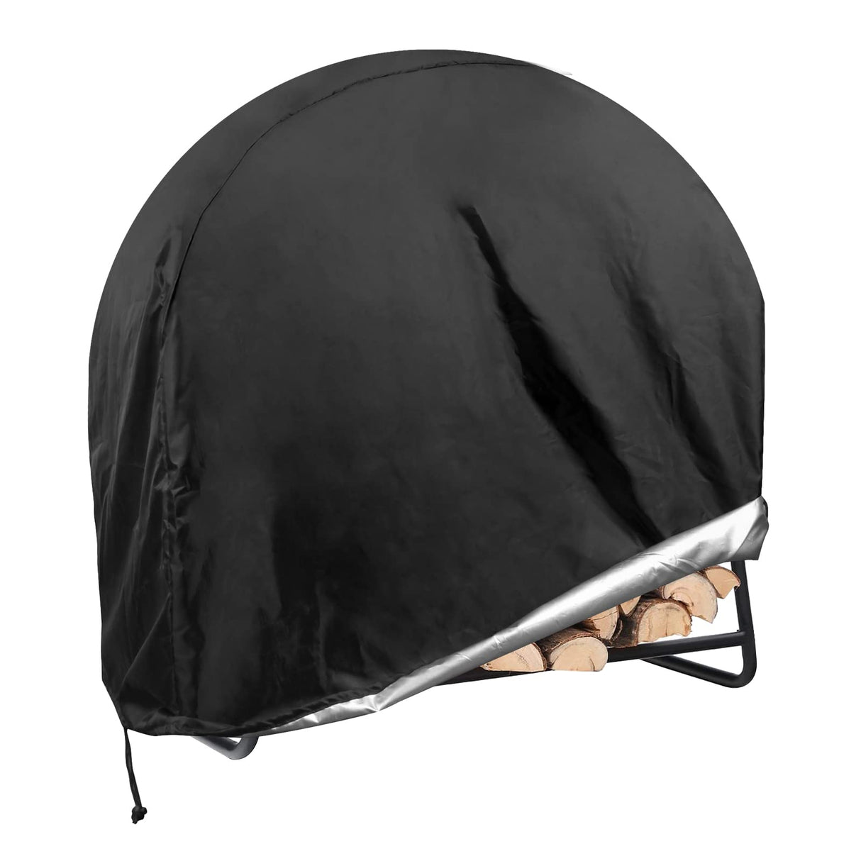 Firewood Log Hoop Cover, Coolrunner 40 Inch Round Fire Wood Rack Cover Outdoor Waterproof Resistant Log Rack Cover Round Log Holder cover Fit for 30" 32" 36” 40 ” Hoop Rack (Black, 40”x24”x41”) Coolrunner