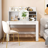 Giantex White Desk with Hutch, Home Office Desk with Bookshelf, Computer Workstation PC Laptop Table with Anti-Toppling Device & Cable Hole, Modern Study Writing Desk for Small Spaces, Bedroom Giantex