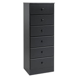 Prepac Astrid Tall Black Dresser: 16"D x 20"W x 52"H, 6-Drawer Chest for Bedroom by Prepac - Perfect Chest of Drawers for Ample Storage Prepac