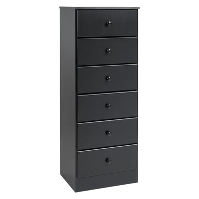 Prepac Astrid Tall Black Dresser: 16"D x 20"W x 52"H, 6-Drawer Chest for Bedroom by Prepac - Perfect Chest of Drawers for Ample Storage