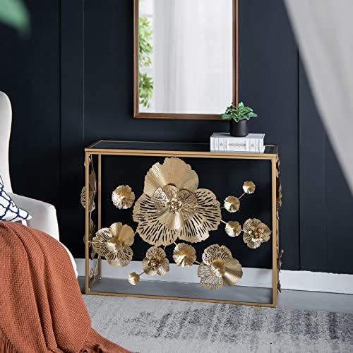 A&B Home Gold Console Table with Mirrored Glass Top - Mid Century Modern Console Table with Metal Frame for Living Room Entryway Foyer Hallway, 40" x 12" x 31" A & B Home