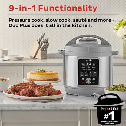 Instant Pot Duo Plus, 6-Quart Whisper Quiet 9-in-1 Electric Pressure Cooker, Slow Rice Steamer, Sauté, Yogurt Maker, Warmer & Sterilizer, Free App with 800+ Recipes, Stainless Steel