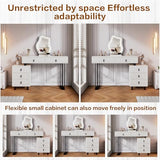 KDCAS Vanity Desk with Mirror and Lights| Small Makeup Vanity Set with Adjustable Cabinet & 5 Drawers Storage| Modern Dressing Table for Small Spaces & Bedroom(White and Black) KDCAS