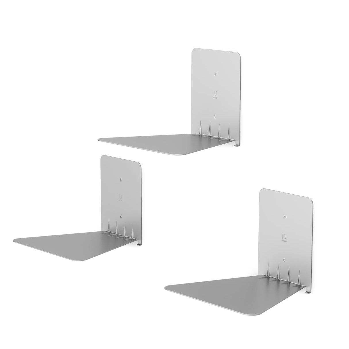 Umbra Conceal Floating Bookshelf, Large, Silver, Set of 3 Umbra