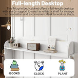 MoproBeti Wood Murphy Bed Queen Size, Space-Saving Hidden Foldable Wall Bed with Storage Shelf and Gas Struts for Bedroom,Guest Room,Home Office, Gym,No Box Spring Needed, White MoproBeti