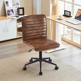 Furnimart Armless Office Desk Chair Task Chair Faux Leather Upholstered Task Chair Teen Desk Chair Mid-Back 360° Swivel Adjustable Small Chair (Leather-DustYellow) Furnimart
