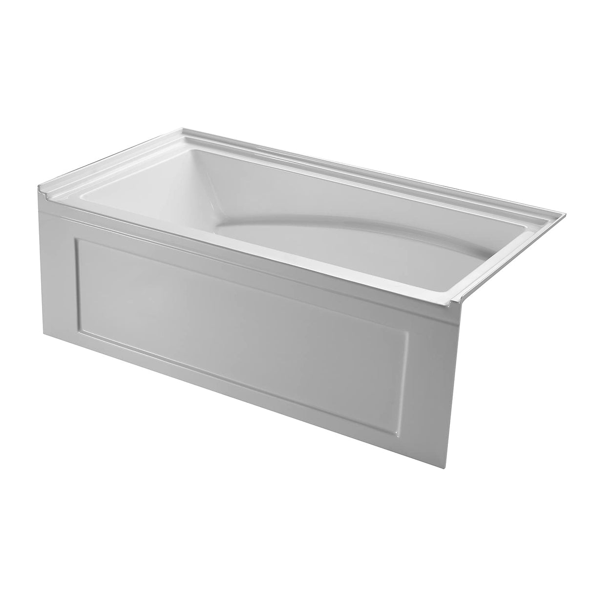 Aqua Eden VTAM6032R22B 60-Inch Anti-Skid Acrylic 3-Wall Alcove Tub with Right Hand Drain Hole, White Kingston Brass