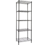 GIOTORENT 5-Wire Shelving Storage Garage Organizer, Adjustable Metal Shelf Wire Shelving Unit Rack for Laundry Bathroom Kitchen Storage, Pantry Closet Shelves, Matt Black GIOTORENT