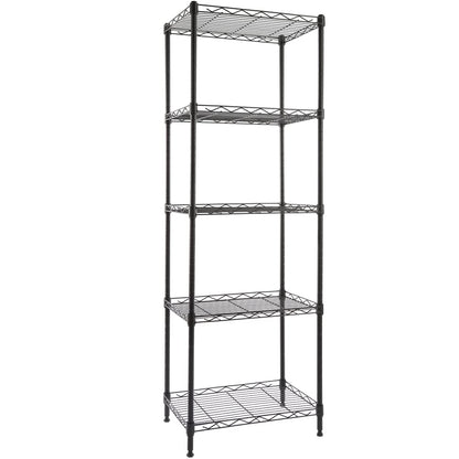 GIOTORENT 5-Wire Shelving Storage Garage Organizer, Adjustable Metal Shelf Wire Shelving Unit Rack for Laundry Bathroom Kitchen Storage, Pantry Closet Shelves, Matt Black