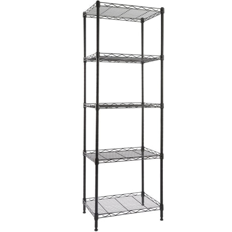 GIOTORENT 5-Wire Shelving Storage Garage Organizer, Adjustable Metal Shelf Wire Shelving Unit Rack for Laundry Bathroom Kitchen Storage, Pantry Closet Shelves, Matt Black GIOTORENT