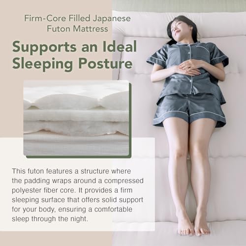 MORIRIN Japanese Futon Floor Mattress, Firm-Core SHIKIBUTON, Made in Japan, Twin MORIRIN