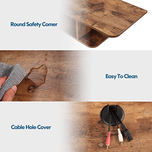 FITUEYES 2-Tier Floating TV Shelf Wall Mounted, Modern Floating Entertainment Center Media Console Under TV for Living Room, Rustic Brown FITUEYES