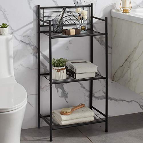 LEEDA 3-Tier Freestanding Multipurpose Storage Shelves Heavy Duty Metal Shelving Unit, Display Plants Flowers Bath Essentials, for Kitchen Bathroom Office, Black Leeda Made