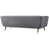 Modway Adept Contemporary Mid-Century Modern Performance Velvet Upholstered Tufted Sofa in Gray Modway