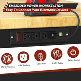 48 "Adjustable Workbench with Drawers, Heavy Duty Work Bench with Wheels & Power Outlets, 2000 LBS Load Capacity Wooden Workbench top for Garage, Workshop, Office, Home Big Lighting Deals