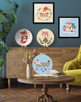 TINDTOP Christmas Embroidery Kit for Adult, 5 Pack Embroidery DIY Starter Kit, with Stamped Patterns, Hoop, Tools, Colorful Threads with Needles, Instructions