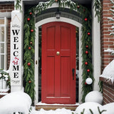 Lotkey Seasonal Welcome Sign for Front Door, 47 x 7.9 Inch Welcome Sign with 12 Wooden Icons (6 Double-sided Disks) Porch Decor for Summer Fall Thanksgiving Christmas Party Outdoor Sign (White) LOTKEY