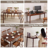 BAKEVE Bamboo Dining Table for 4-6-8 Person- 55'' Solid Wood Kitchen Table, Mid Century Modern Desk, Farmhouse Rectangular Dining Room Table for Living Room, Office, Kitchen and Study (Walnut) Baveke