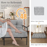 KOZIDO 8” Full Size Futon Mattress Sofa Bed, Extra Thick Foldable Floor Mattress, Shredded Foam Filling for Adults/Teens/Pets with No Assembly Needed, Frame Not Included - Grey KOZIDO