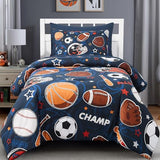 Wink Deer Twin Comforter Set for Boys-5 Pieces Sports Ball Games Glow in the Dark Twin Bedding Sets for Kids, Ultra Soft Bed in A Bag with Sheets Wink Deer