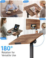 BIZUM Mobile Standing Desk Laptop Desk Pneumatic with Wheels 180° Tilt Top Hospital Bed Table Portable Rolling Cart Foldable Bedside Table for Hospital&Home Use, Walnut BIZUM