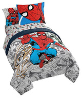 Marvel Spiderman Spidey VS 5 Piece Twin Size Bed Set - Includes Comforter & Sheet Set Bedding - Super Soft Fade Resistant Microfiber (Official Product) Jay Franco