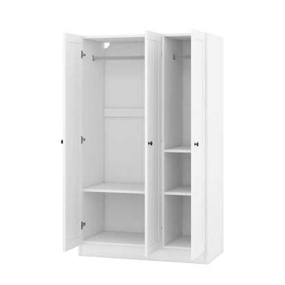 Merax 3 Doors Wardrobe Cabinet Closet with Storage Shelves and Hanging Rail for Clothes, Bedroom Organizer, White - WoodArtSupply