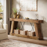 Tribesigns 70.9" Farmhouse Console Table, Long Sofa Table Behind Couch with Storage, Narrow Wooden Console Station, Industrial Rustic Entryway Furniture for Hallway, Entry, Living Room, Brown Tribesigns