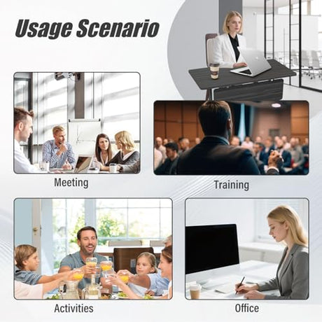 JNMDLAKO Folding Conference Table 6ft,Conference Room Tables On Wheels - Black Rectangle Large Meeting Seminar Tables,Mobile Training Room Table for Office Business Classroom JNMDLAKO