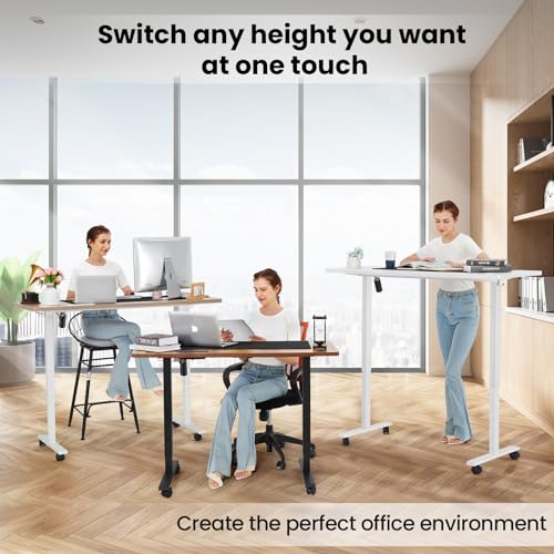 farexon Electric Standing Desk 55 x 24In with Charging Station, Adjustable Height Desk with Mouse Pad, 2 USB Ports & 3 Power Outlets, 4 Caster, 4 Preset Heights, 27''-46'' Lifting Range farexon