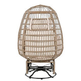 Merax Outdoor Swivel Chair with Cushions, Rattan Egg Patio Chair with Rocking Function for Balcony, Poolside and Garden,Natural+Beige Merax