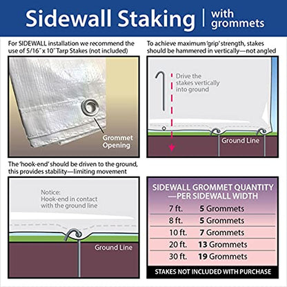 Moose Supply 20' x 40' Economy Sidewall Kit for Canopy Tent, Complete Set of (6) White 20' Foot Heavy Duty Side Walls for 8' Foot Height Party Frame and Outdoor Canopy Pole Tents, Tent Not In - WoodArtSupply