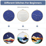 KEKEMEOW 3 Sets Embroidery Kit for Beginners, Stitches with Landscape of Mountains Patterns, DIY Cross Stitch Kits for Adults, Needlepoint Hand Embroidery Kit with Stamped Pattern、Instruction、Hoop