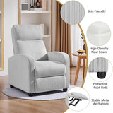 Yaheetech Recliner Chair Corduroy Recliner Sofa with Lumbar Support High-Density Foam & Pocket Springs, Push Back Armchair for Living Room Bedroom Home Theater Light Gray