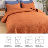 SheRest Full Quilt Bedding Set - Soft Breathable Bed Quilts, Modern Style Embossed Bedspreads, Lightweight Microfiber Coverlet for All Seasons, Burnt Orange, 3 Pieces (1 Quilt,2 Pillow Shams) SheRest
