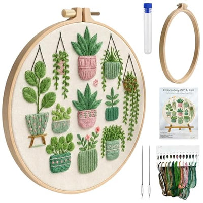 ZCXETP Needlepoint Kits for Beginners, Green Plant Pattern Embroidery Kit for Beginners, Beginner Embroidery Kit Suitable for Craft Enthusiasts and Gifting Occasions