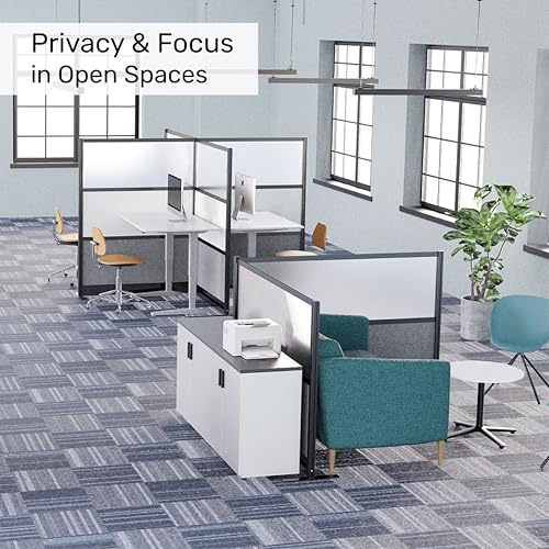 Workflow Modular Wall | Room Divider with Whiteboard, Sound-Dampening, & Frosted Acrylic Panels | Expandable Office Partition for Privacy & Productivity (70" x 70") S Stand Up Desk Store