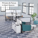 Workflow Modular Wall | Room Divider with Whiteboard, Sound-Dampening, & Frosted Acrylic Panels | Expandable Office Partition for Privacy & Productivity (70" x 70") S Stand Up Desk Store
