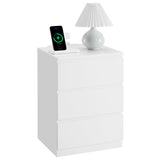 VASAGLE Nightstand with Charging Station, 2 AC Outlets and 2 USB Ports, Bedside Table, Side Table with 3 Drawers, Modern Style, 13.8 x 15.7 x 23.2 Inches, Cloud White ULET631W16 VASAGLE