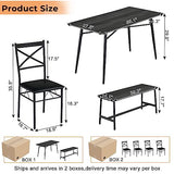 VINGLI 55in Modern Dining Table Set for 6, Rectangular Kitchen Dining Table, Bench, 6 Piece Wooden Dinner Table Set with Upholstered Chairs for Kitchen, Dining Room, Apartment - Dark Grey VINGLI