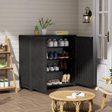 ZZM Indoor/Outdoor Storage Cabinet Waterproof, 34"x15"x34" Plastic Outdoor Storage Box for Garden Balcony Bathroom, All Weather Outdoor Storage Clearance, DIY Usage, with No Shelf (Black) ZZM