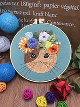Mozzyyee Embroidery Starter kit, DIY Adult Beginner Embroidery Kits, Including Cloth with Cat Patterns, Colored Threads, Needles, Hoops and Instructions (Blue)