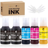 Hiipoo 580ML Sublimation Ink Refilled Bottlescompatible for ET2400 ET2720 ET2760 ET2750 ET4800 ET-2800 ET-2803 ET-2850 Inkjet Printers Heat Press Transfer on Mugs T-Shirts Hiipoo