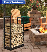 Koutemie 2 Tiers Small Firewood Log Storage Rack Holder for Indoor Fireplace or Outdoor Patio, Black Koutemie