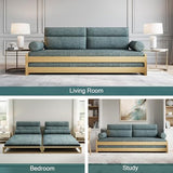 Mid-Century Modern Comfortable Sleeper Sofa Bed for Living Room and Bedroom, Convertible Design for Small Spaces, 82.67”Wx77.16”D Futon Couch with Removable Linen Foam Cushions & Wood Frame, Gray NessCarsti
