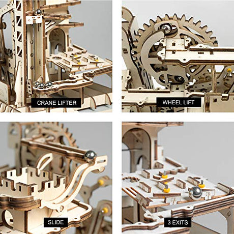 ROKR Marble Run 3D Wooden Puzzles Model Building Kits for Adults - Educational Project Brain Teaser, DIY Crafts for Adults & Kids (Fortress) ROKR