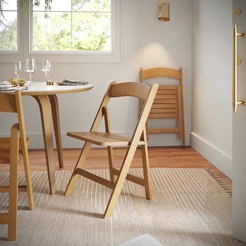 Flash Furniture Holden Commercial Grade Solid Wood Folding Dining Chair, Set of 1, Oak Flash Furniture