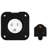 DEALTUS Household 15AMP 125V Flanged Power Inlet with Waterproof Cover, Nema 5-15P Male Flanged Inlet to 5-15R Female Extension Cord for RV EV, 1.8 Feet (55CM) ETL Verified DEALTUS