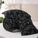 Bedsure Full Comforter Set - Black Bed Set, 3 Pieces Cute Floral Bedding, 1 Soft Reversible Botanical Flowers Comforter and 2 Pillow Shams Bedsure